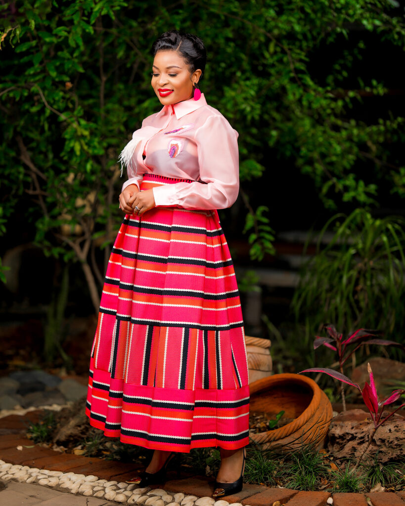 Pink Chic Blouse + Red Patterned Skirt Fashion Pack”