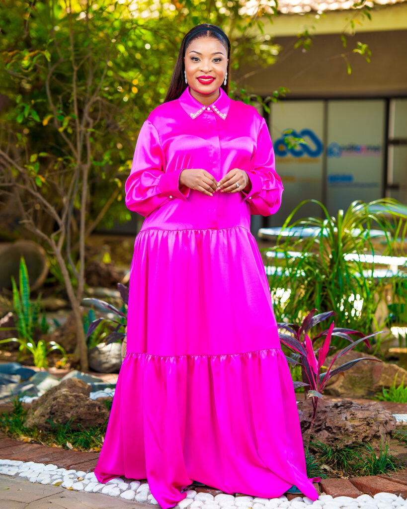 Pink Perfection” Collar Gown