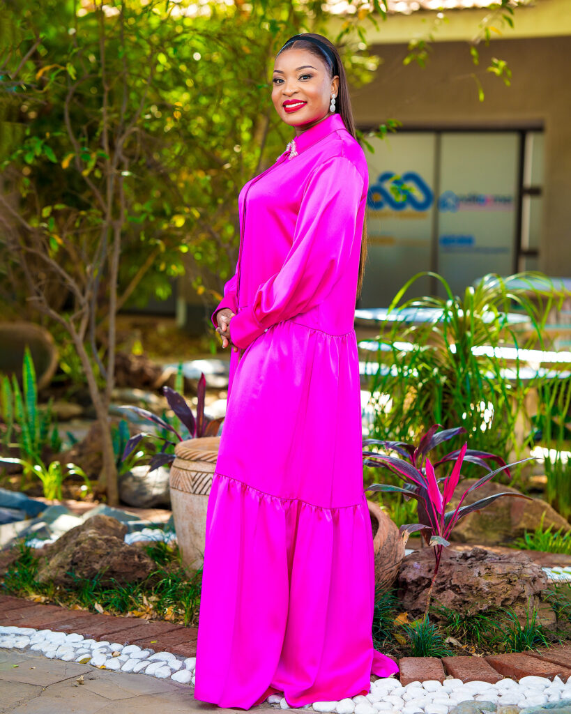 Pink Perfection” Collar Gown